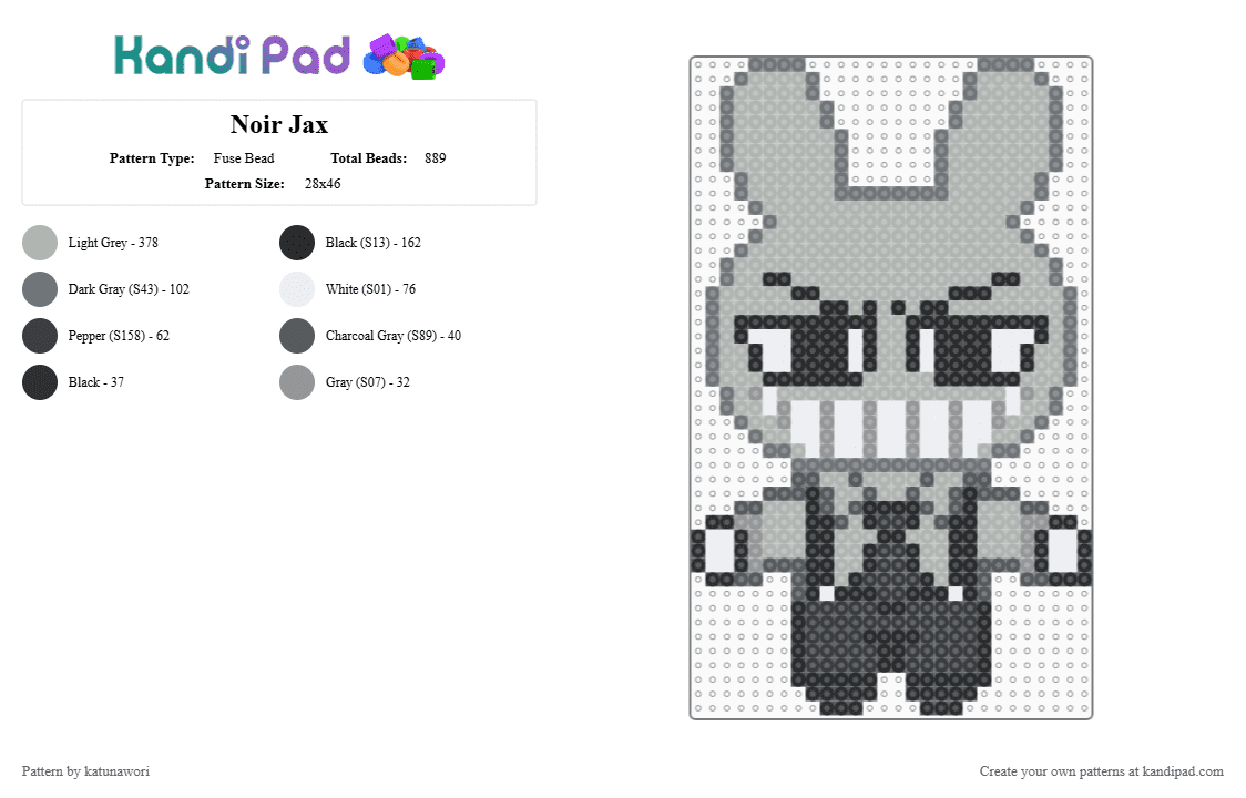 Noir Jax - Fuse Bead Pattern by katunawori on Kandi Pad - beige,gray