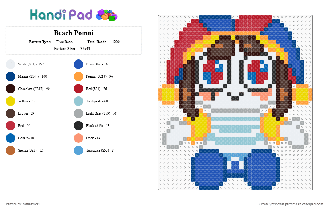 Beach Pomni - Fuse Bead Pattern by katunawori on Kandi Pad - brown,orange,red,blue