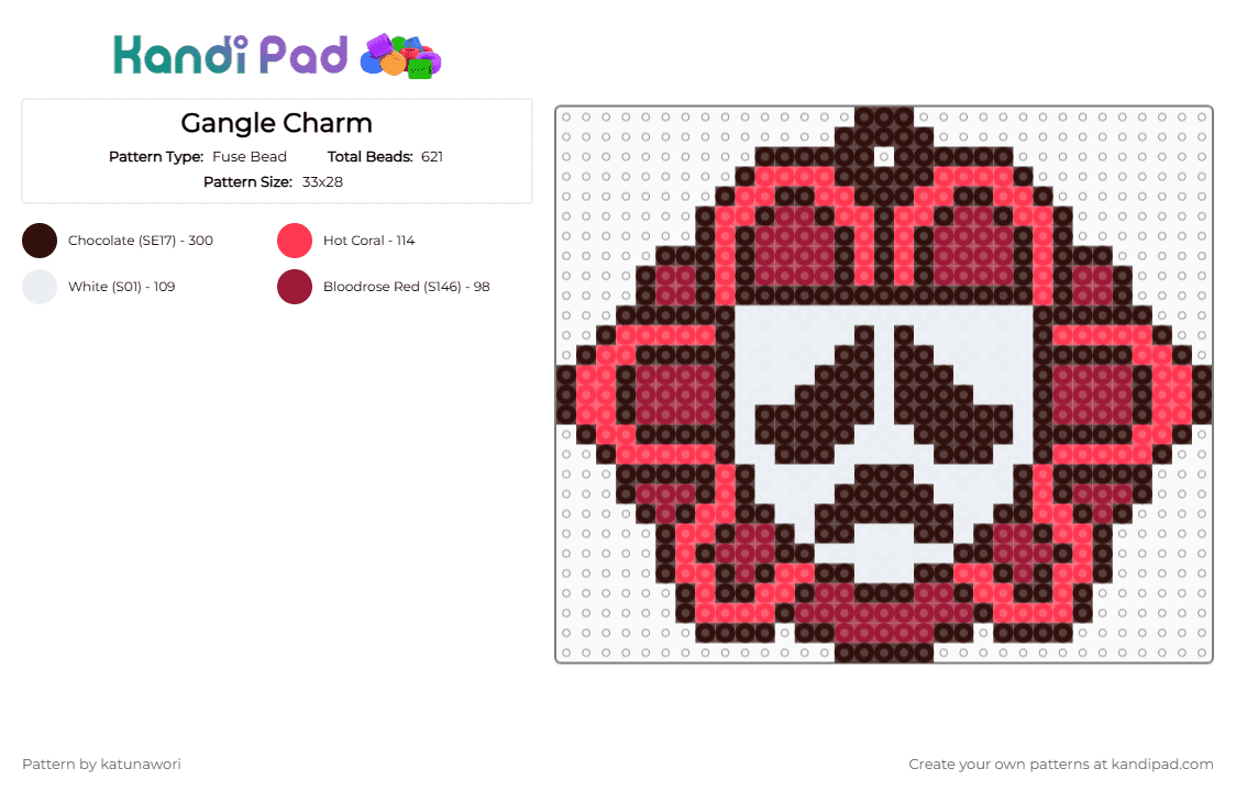 Gangle Charm - Fuse Bead Pattern by katunawori on Kandi Pad - brown,red
