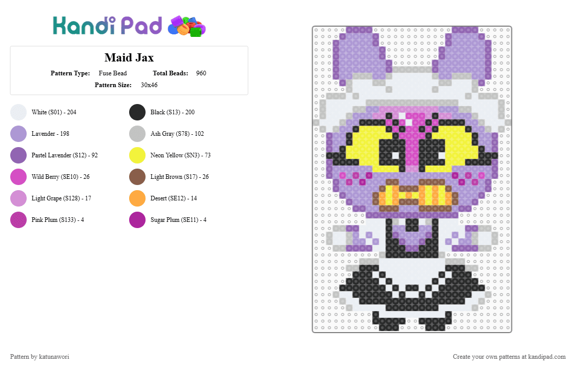 Maid Jax - Fuse Bead Pattern by katunawori on Kandi Pad - pink