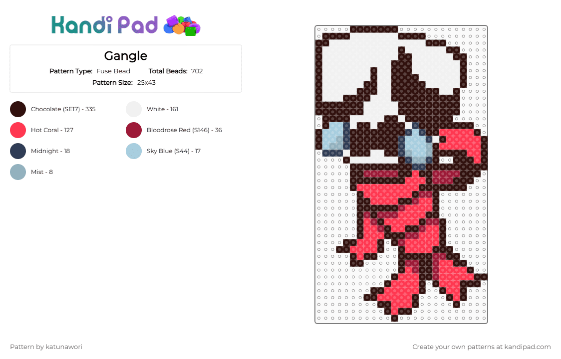 Gangle - Fuse Bead Pattern by katunawori on Kandi Pad - brown,red