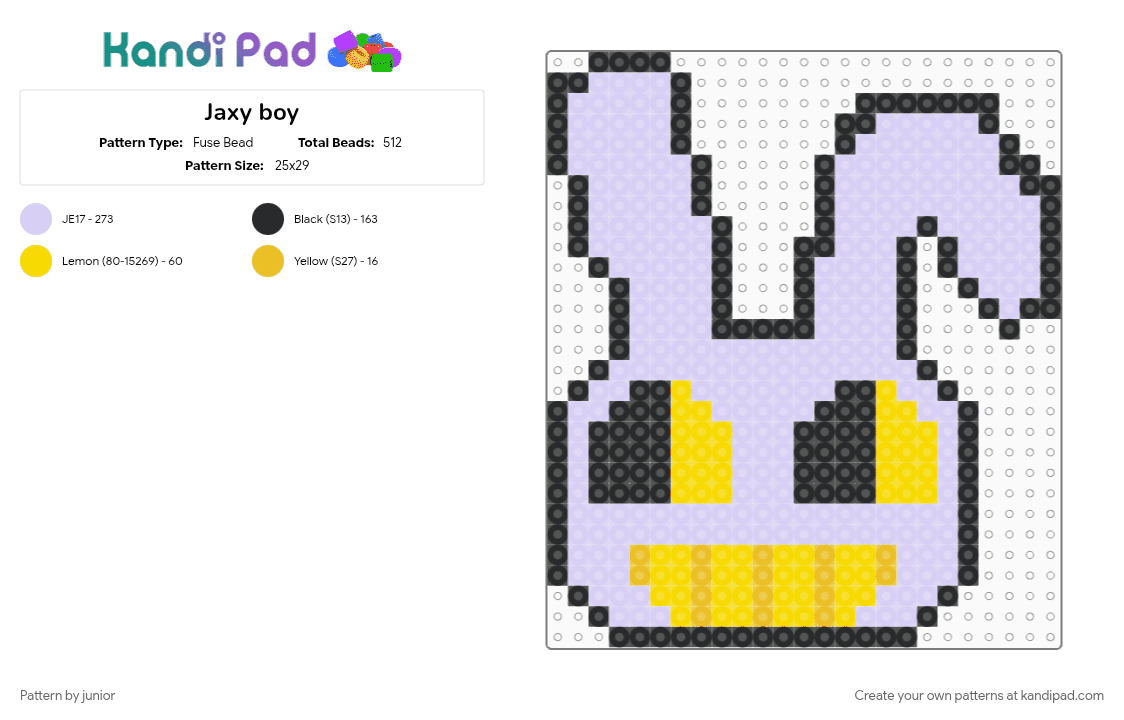 Jaxy boy - Fuse Bead Pattern by junior on Kandi Pad - pink