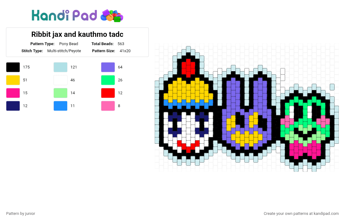Ribbit jax and kauthmo tadc - Pony Bead Pattern by junior on Kandi Pad - light blue,yellow,blue