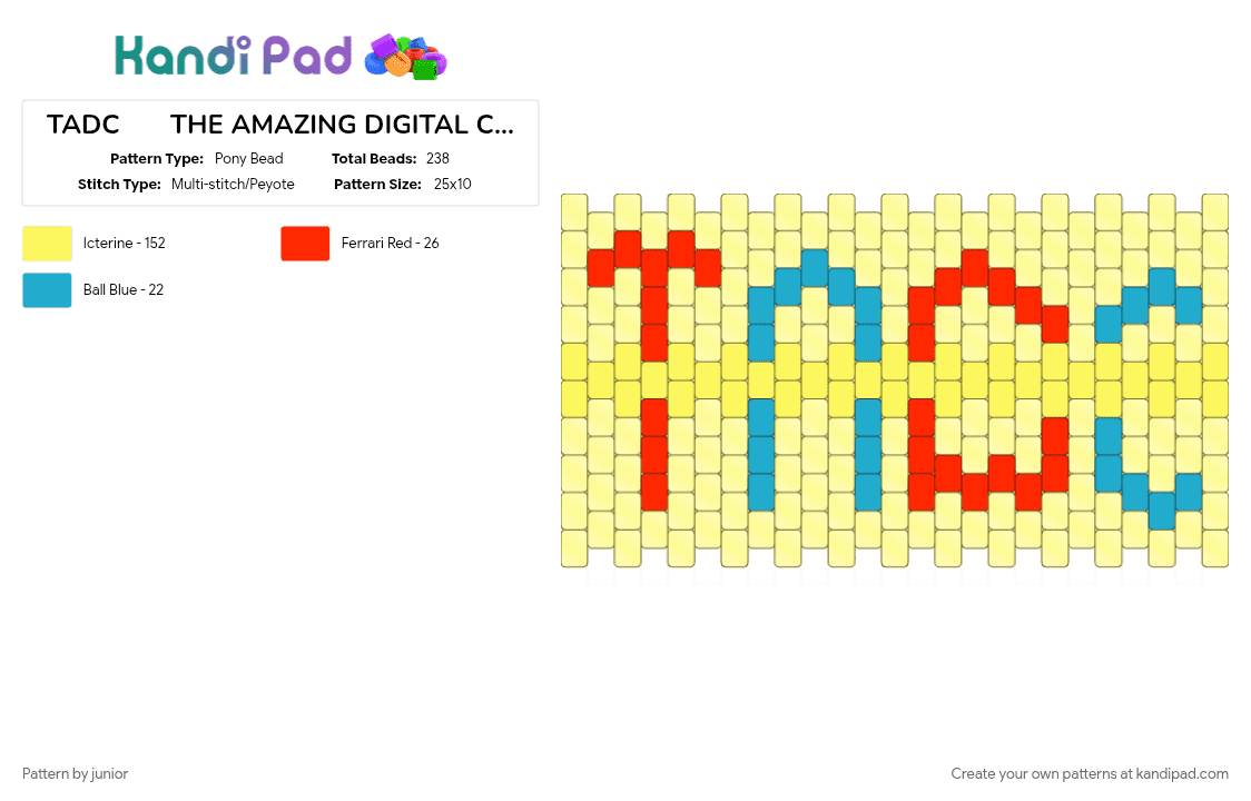 TADC       THE AMAZING DIGITAL CIRCUS - Pony Bead Pattern by junior on Kandi Pad - yellow