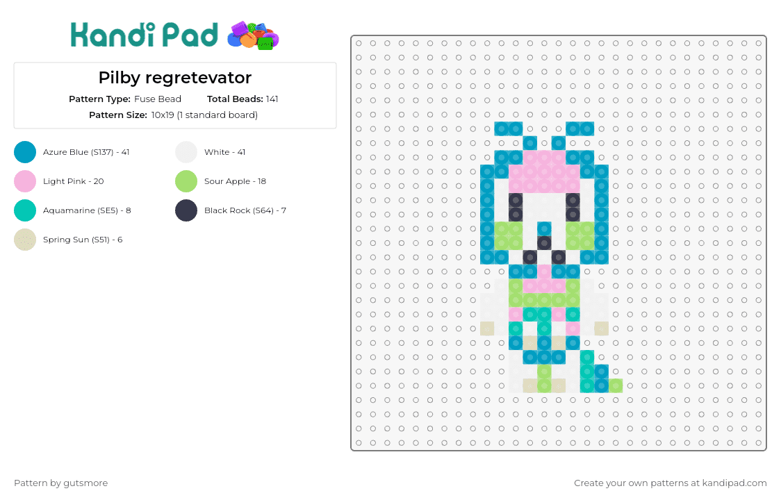Pilby regretevator - Fuse Bead Pattern by gutsmore on Kandi Pad - pilby,regretevator,roblox,character,npc,video game,colorful,white,pink,blue