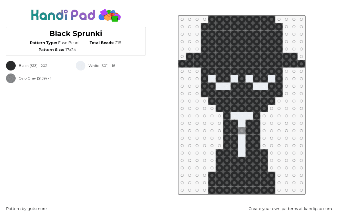 Black Sprunki - Fuse Bead Pattern by gutsmore on Kandi Pad - 