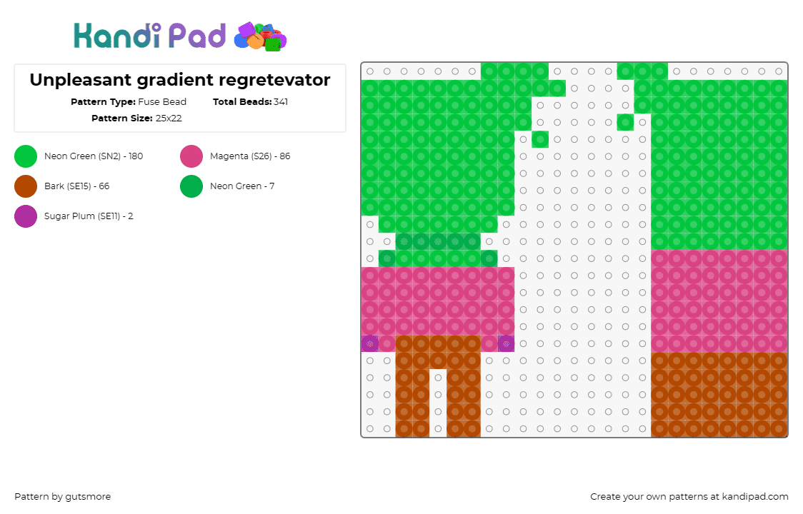 Unpleasant gradient regretevator - Fuse Bead Pattern by gutsmore on Kandi Pad - unpleasant gradient,regretevator,roblox,character,npc,video game,green,pink,brow