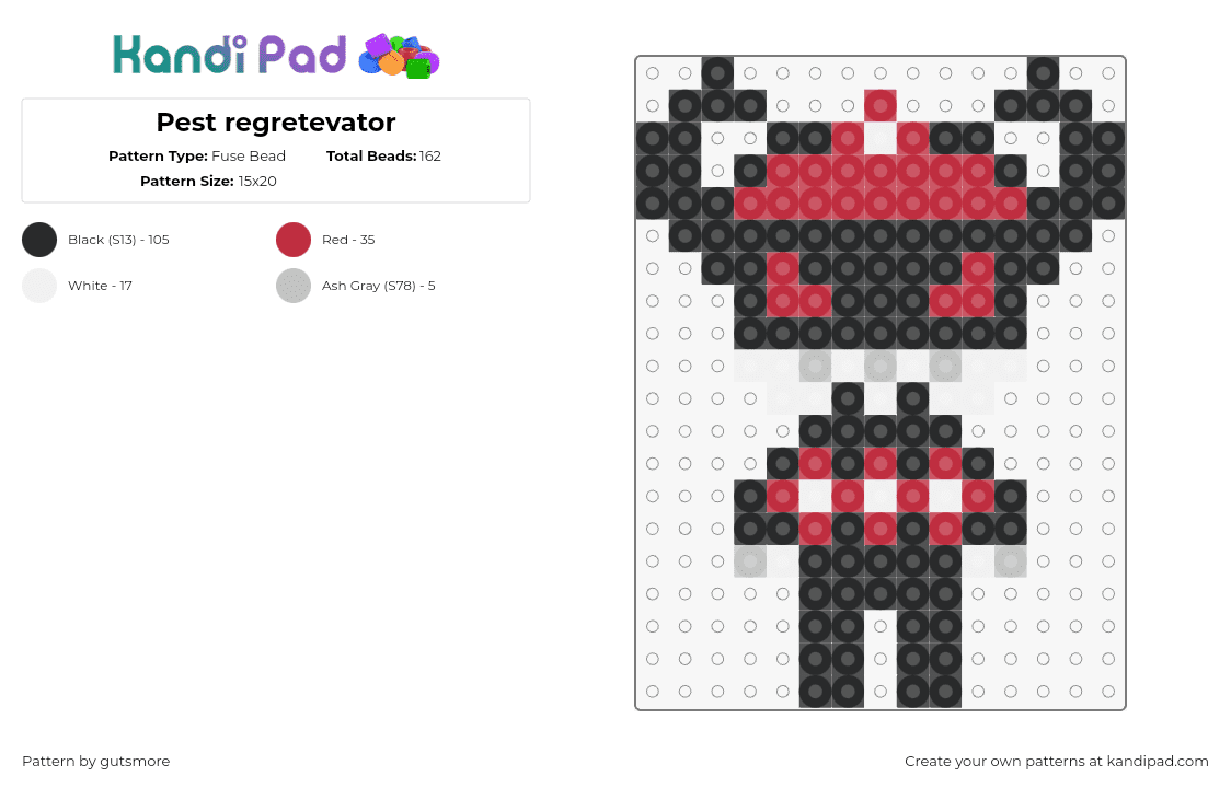 Pest regretevator but better - Fuse Bead Pattern by gutsmore on Kandi Pad - pest,regretevator,roblox,character,npc,video game,black,red