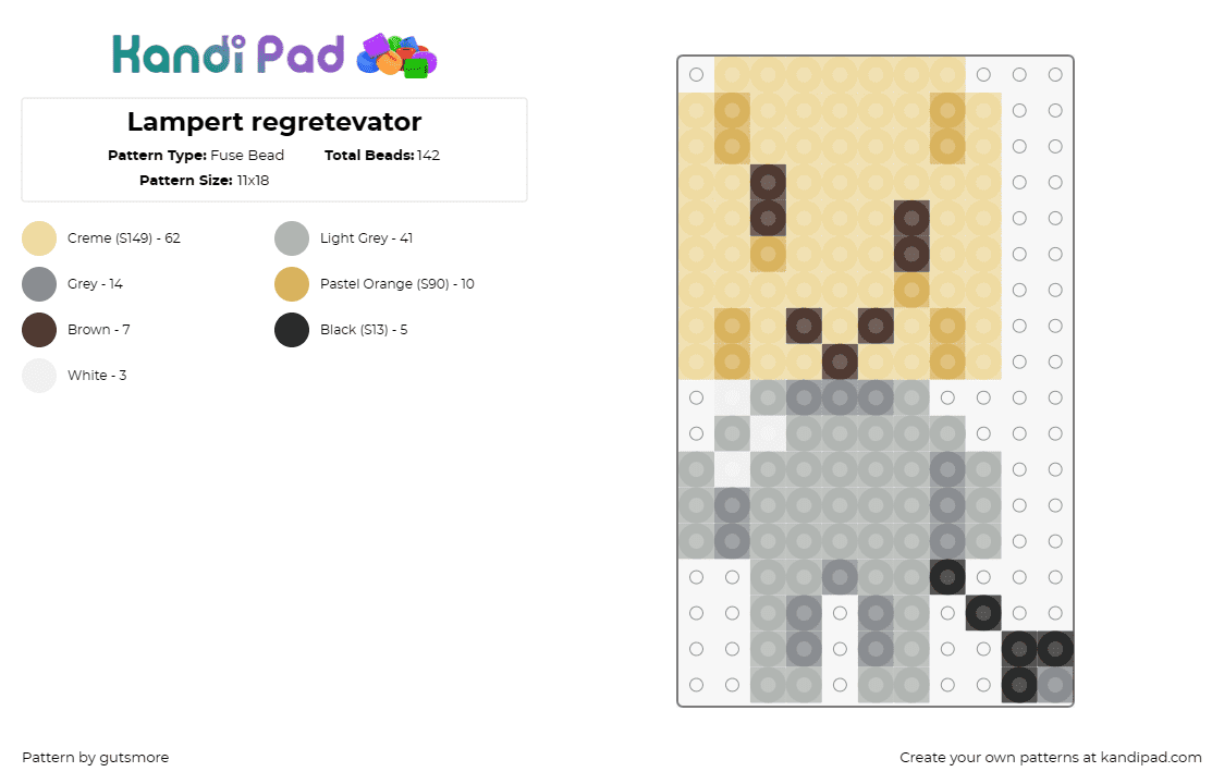 Lampert regretevator - Fuse Bead Pattern by gutsmore on Kandi Pad - lampert,regretevator,roblox,character,npc,video game,gray,beige