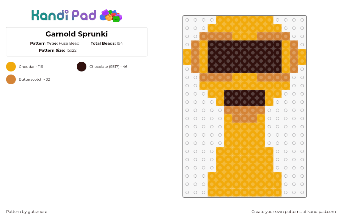 Garnold Sprunki - Fuse Bead Pattern by gutsmore on Kandi Pad - 