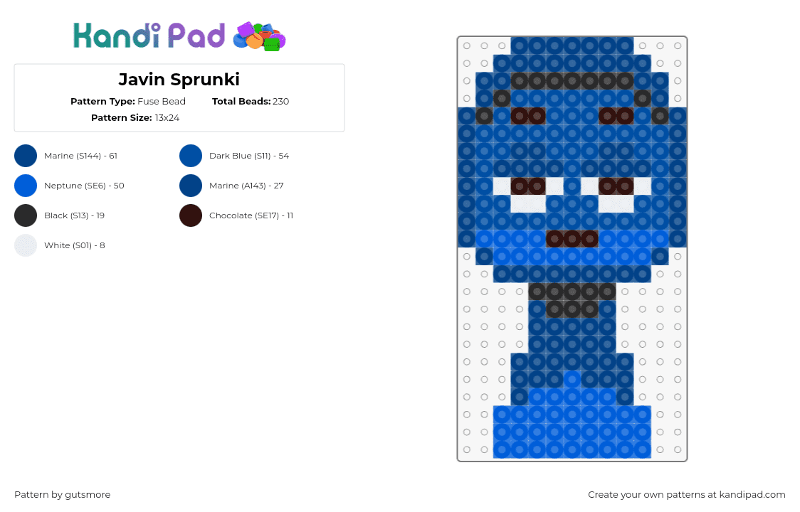 Javin Sprunki - Fuse Bead Pattern by gutsmore on Kandi Pad - 