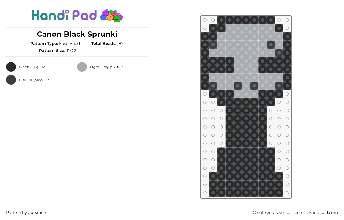 Canon Black Sprunki - Fuse Bead Pattern by gutsmore on Kandi Pad - 