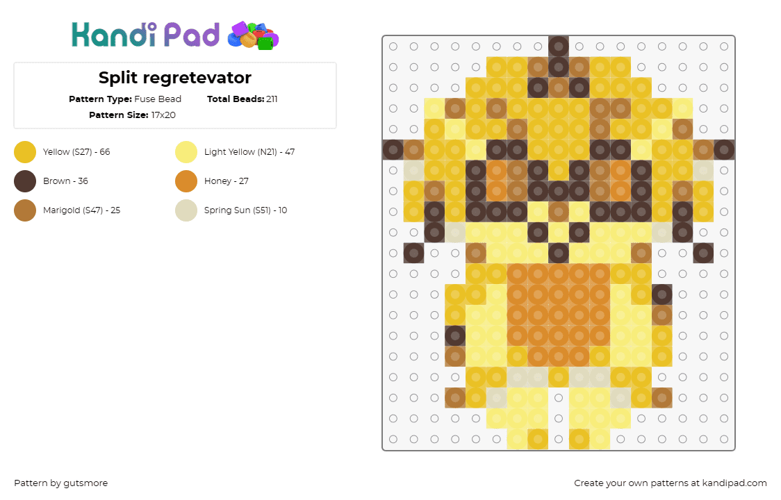 Split regretevator - Fuse Bead Pattern by gutsmore on Kandi Pad - orange,regretevator,roblox,character,npc,video game,yellow