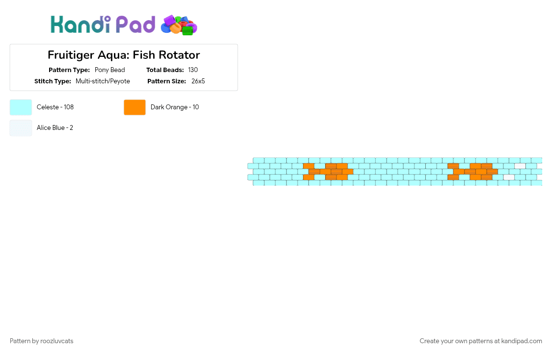 Frutiger Aqua: Fish Rotator - Pony Bead Pattern by roozluvcats on Kandi Pad - light blue