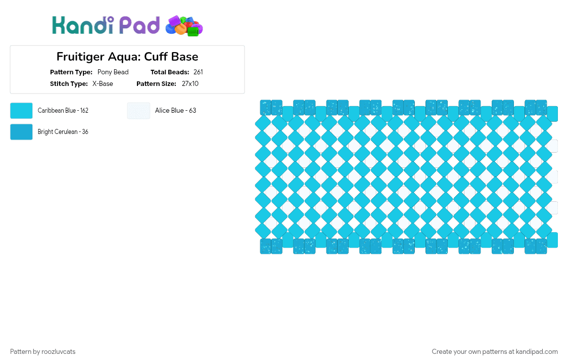 Frutiger Aqua: Cuff Base - Pony Bead Pattern by roozluvcats on Kandi Pad - 