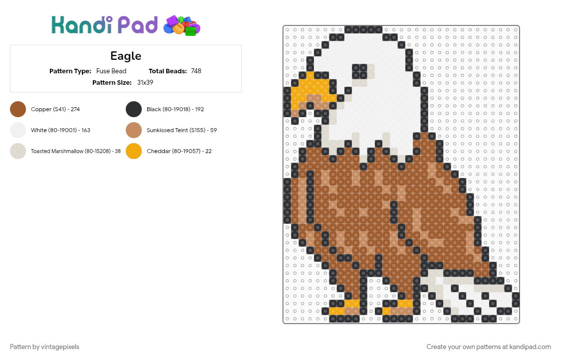 Eagle - Fuse Bead Pattern by vintagepixels on Kandi Pad - cotdeagles, tan
