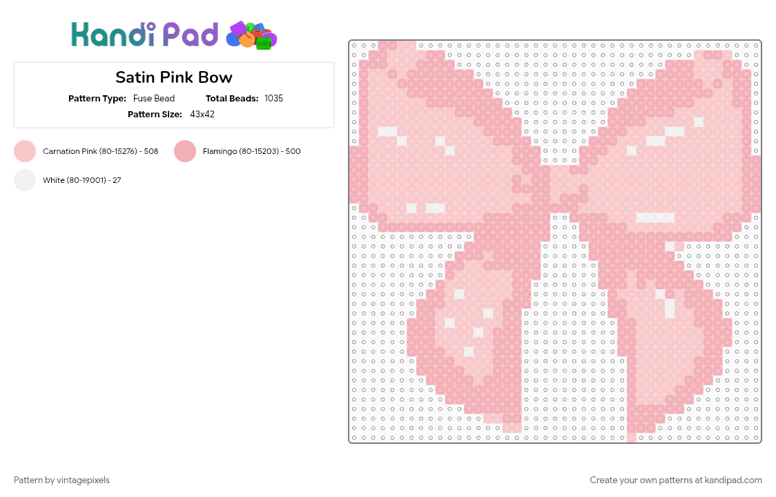 Balletcore Bow - Fuse Bead Pattern by vintagepixels on Kandi Pad - ballet, beige, bow, coqette, coquette, cotdbows, cute, pink, ribbon