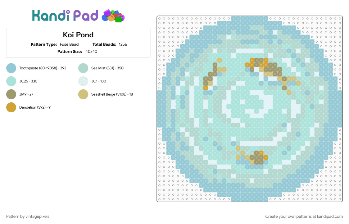 Koi Pond - Fuse Bead Pattern by vintagepixels on Kandi Pad - cotdlowcontrast, light blue