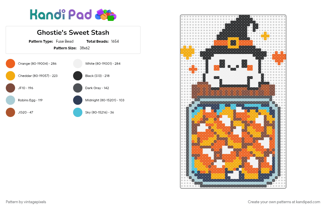 Ghostie\'s Sweet Stash - Fuse Bead Pattern by vintagepixels on Kandi Pad - brown, orange