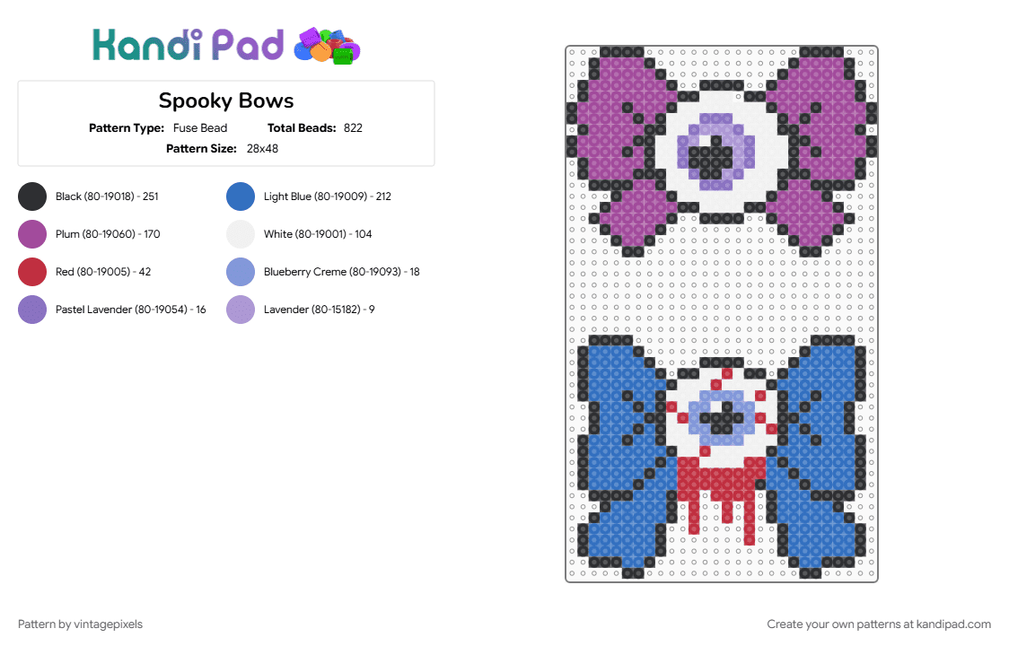 Spooky Bows - Fuse Bead Pattern by vintagepixels on Kandi Pad - 