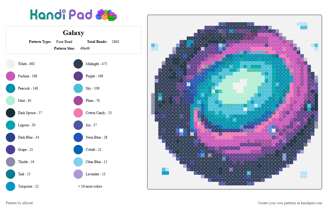 Galaxy (Swirls) - CotD - Fuse Bead Pattern by vintagepixels on Kandi Pad - cotdswirls