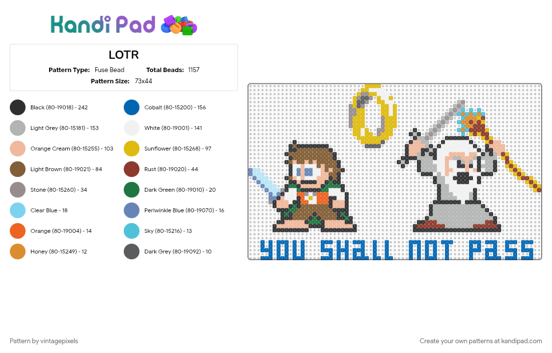 LOTR - Fuse Bead Pattern by vintagepixels on Kandi Pad - beige, blue, cotdadventurenovels, tan, yellow