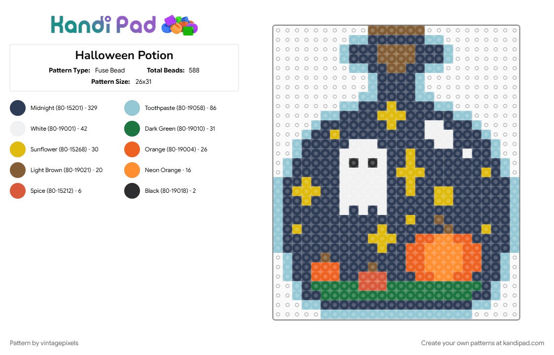 Halloween Potion - Fuse Bead Pattern by vintagepixels on Kandi Pad - light blue, purple