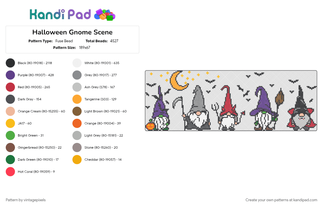 Halloween Gnome Scene - Fuse Bead Pattern by vintagepixels on Kandi Pad - 