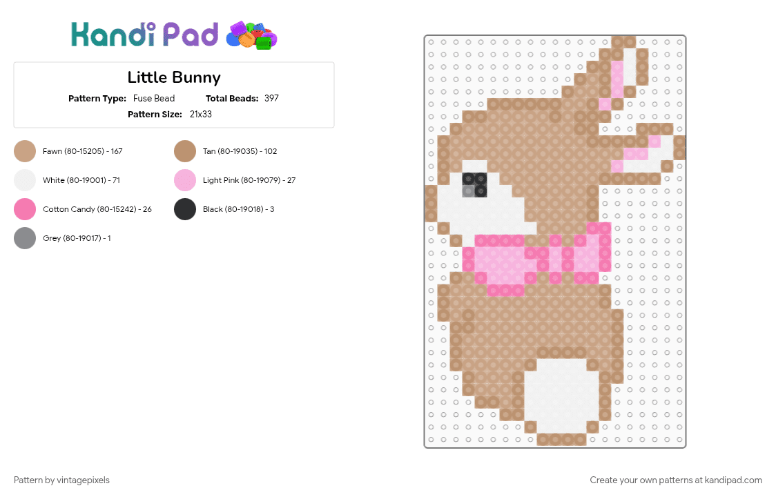 Little Bunny - Fuse Bead Pattern by vintagepixels on Kandi Pad - beige