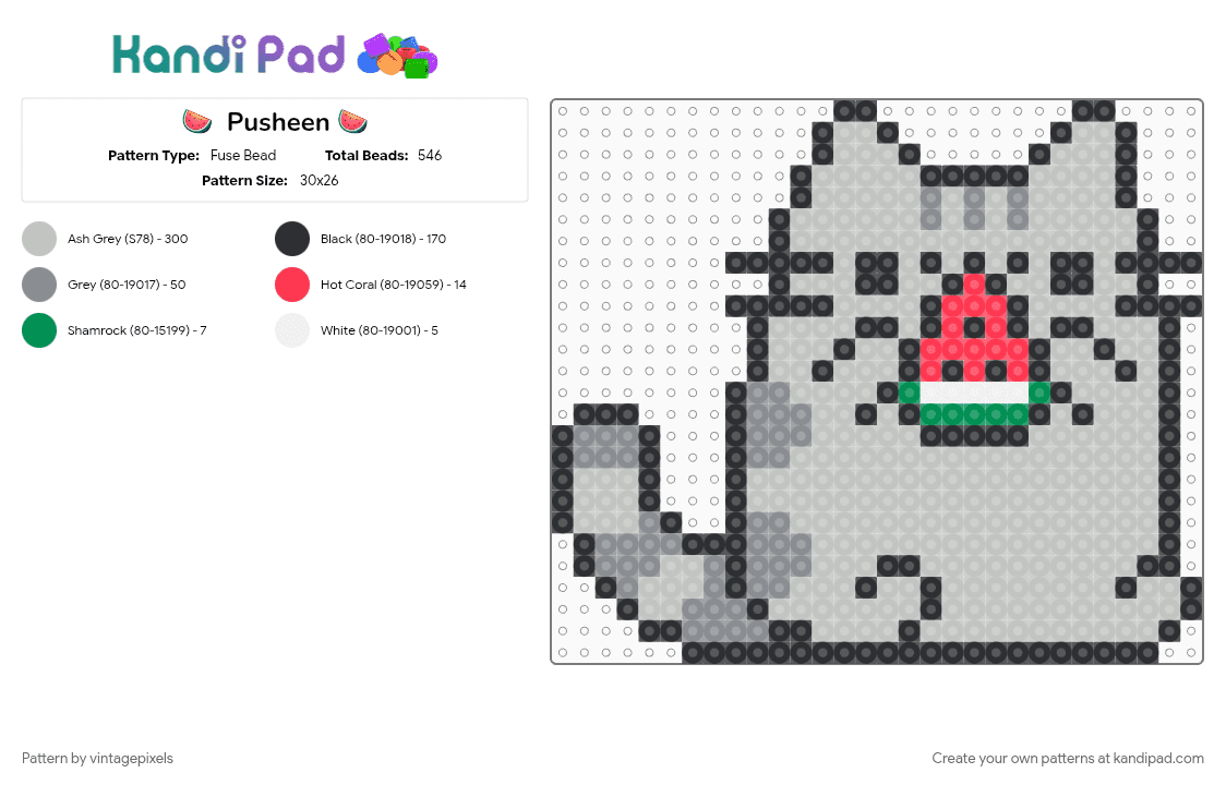 🍉  Pusheen 🍉 - Fuse Bead Pattern by vintagepixels on Kandi Pad - beige, cotdcats