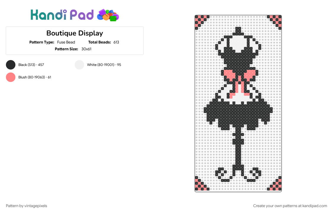 Boutique Display - Fuse Bead Pattern by vintagepixels on Kandi Pad - black, cotdboutiques, red, white