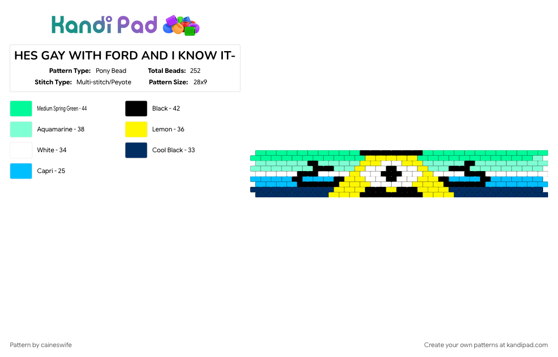 HES GAY WITH FORD AND I KNOW IT- - Pony Bead Pattern by caineswife on Kandi Pad - teal