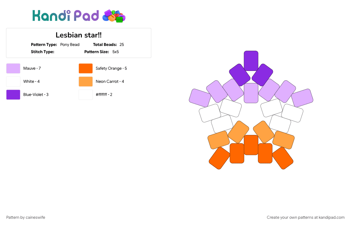 Lesbian star!! - Pony Bead Pattern by caineswife on Kandi Pad - 