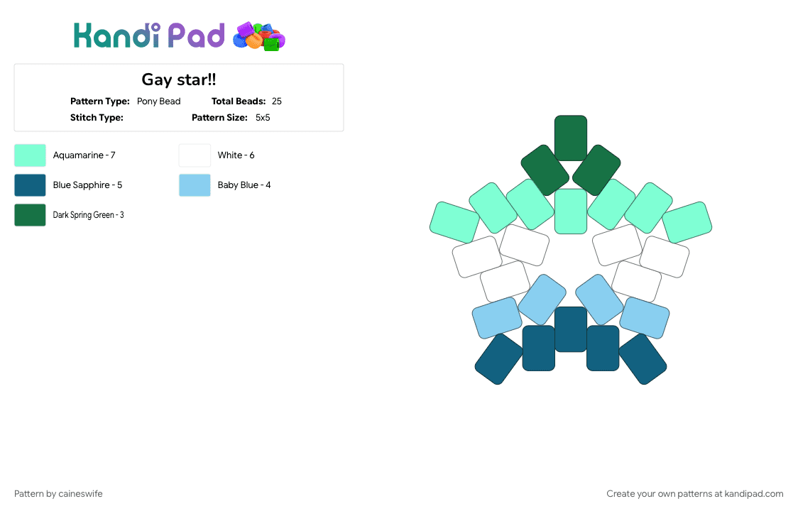 Gay star!! - Pony Bead Pattern by caineswife on Kandi Pad - 
