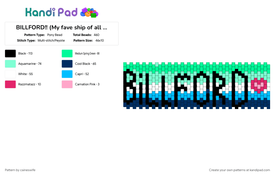 BILLFORD!! (My fave ship of all time) - Pony Bead Pattern by caineswife on Kandi Pad - teal