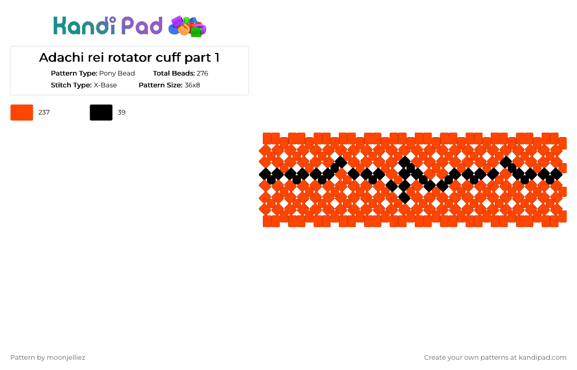 Adachi rei rotator cuff part 1 - Pony Bead Pattern by moonjelliez on Kandi Pad - red,adachi rei,orange,black,vocaloid,rotator cuff,rotator