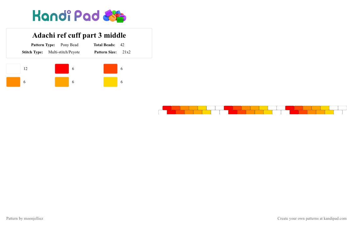 Adachi ref cuff part 3 middle - Pony Bead Pattern by moonjelliez on Kandi Pad - red,orange,adachi rei,vocaloid,remix,white