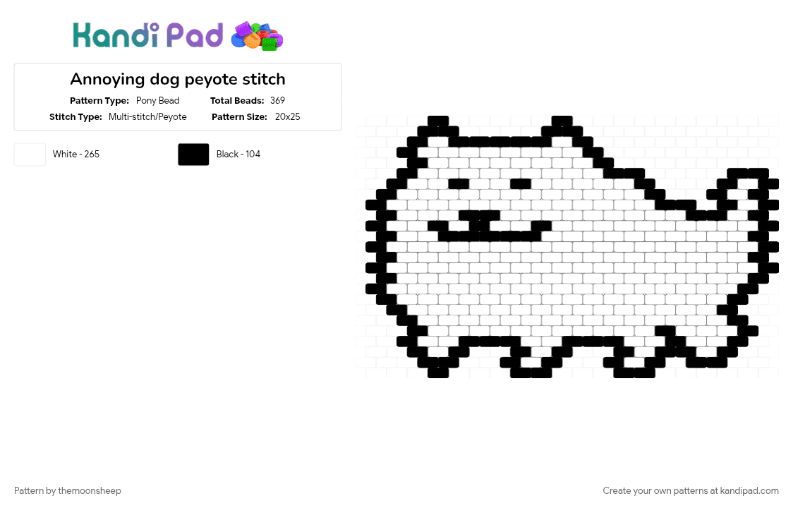 Annoying dog peyote stitch - Pony Bead Pattern by themoonsheep on Kandi Pad - black, white