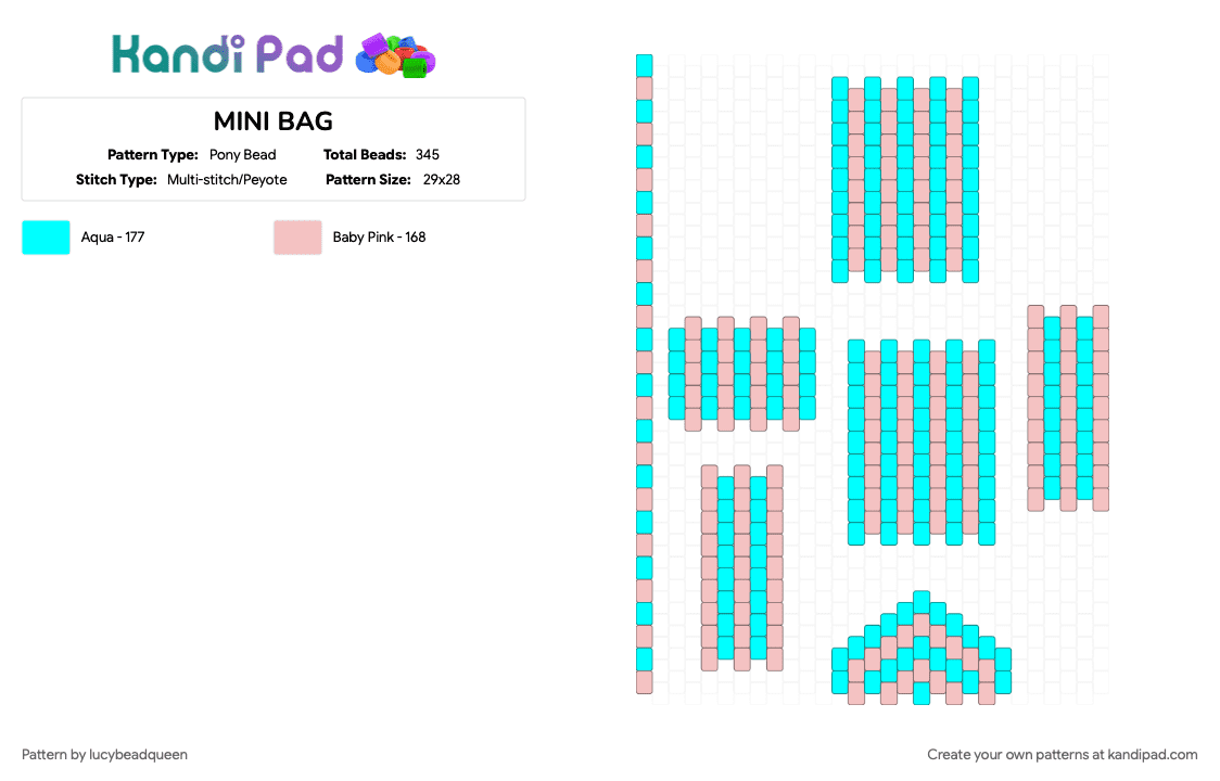 MINI BAG - Pony Bead Pattern by lucybeadqueen on Kandi Pad - beige, light blue