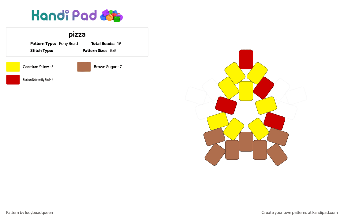 pizza - Pony Bead Pattern by lucybeadqueen on Kandi Pad - tan, yellow