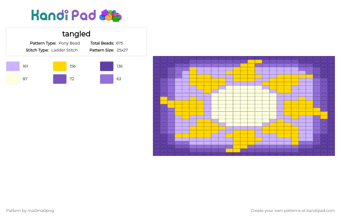tangled - Pony Bead Pattern by ma0ma0png on Kandi Pad - purple