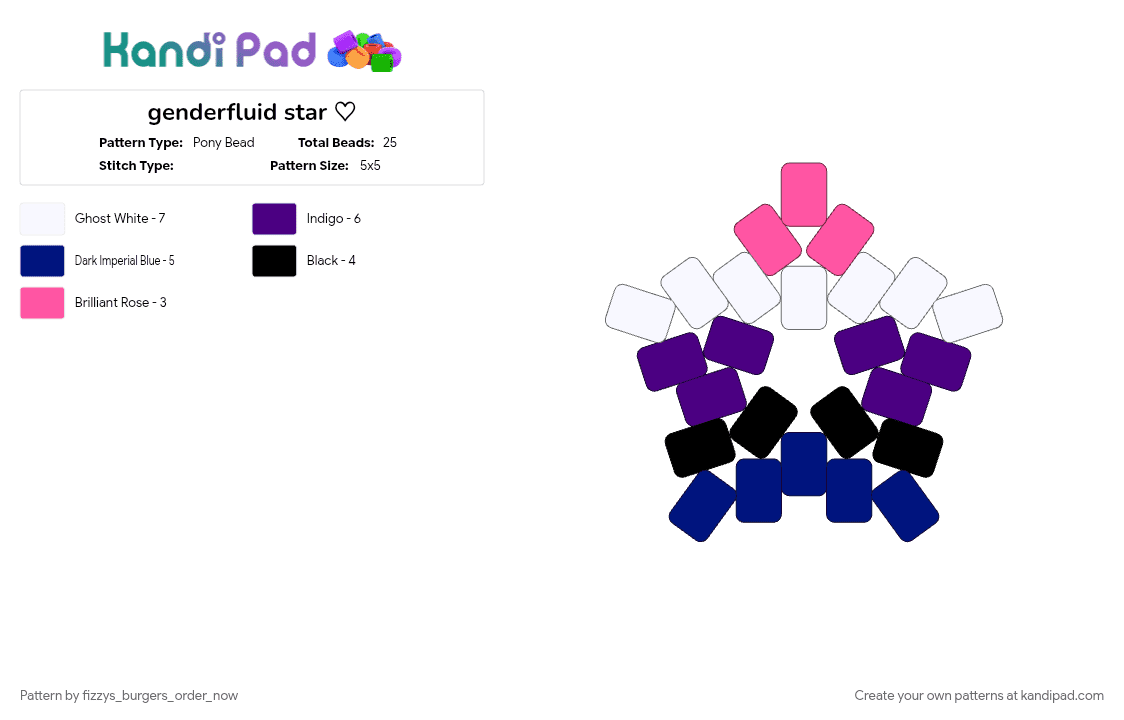 genderfluid star ♡ - Pony Bead Pattern by bru_zim_steeld_my_waflz on Kandi Pad - purple