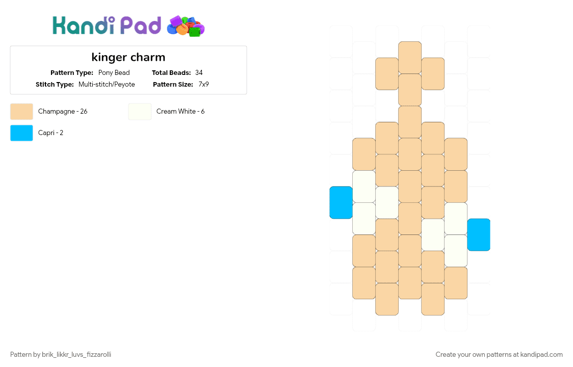 kinger charm - Pony Bead Pattern by bru_zim_steeld_my_waflz on Kandi Pad - beige, charm, chess, kinger, tadc, the amazing digital circus