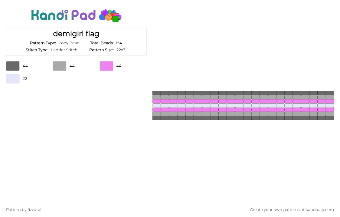demigirl flag - Pony Bead Pattern by fizzarolli on Kandi Pad - gray,beige,pink