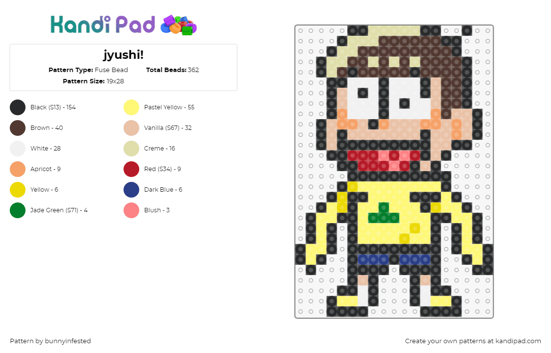 jyushi! - Fuse Bead Pattern by bunnyinfested on Kandi Pad - jyushimatsu matsuno,osomatsu-kun,character,manga,comic,silly,smile,yellow,tan