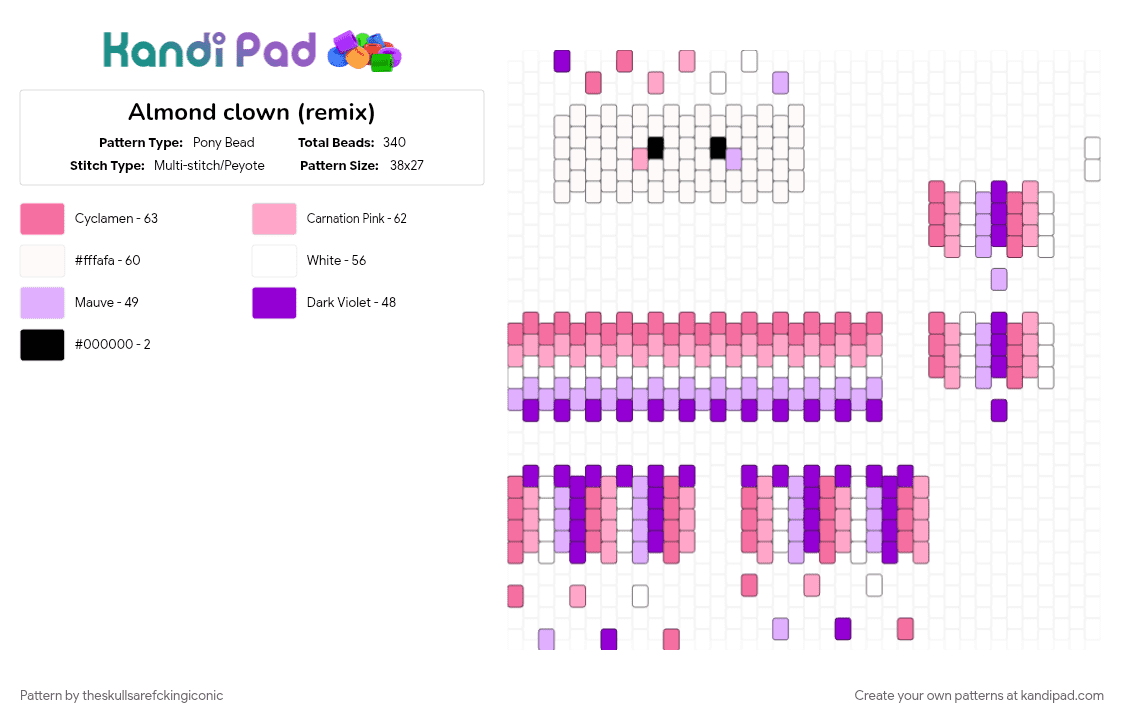 Almond clown (remix) - Pony Bead Pattern by theskullsarefckingiconic on Kandi Pad - almond, almondsexual, clown, lgbt, lgbtq, lgbtqia, remix