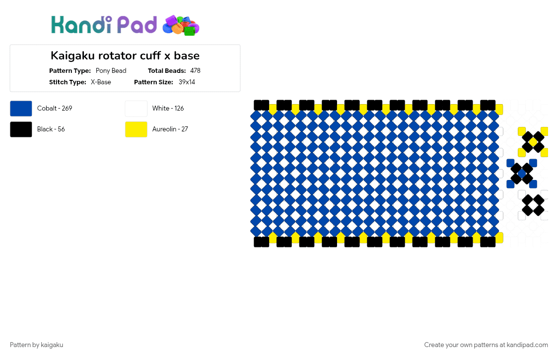 Kaigaku rotator cuff x base - Pony Bead Pattern by kaigaku on Kandi Pad - agatsuma, anime, blue, character, demon slayer, kaigaku, kny, zenitsu, zenitsu agatsuma