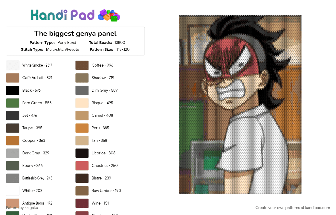 A very very very very very very very very big genya panel - Pony Bead Pattern by kaigaku on Kandi Pad - 