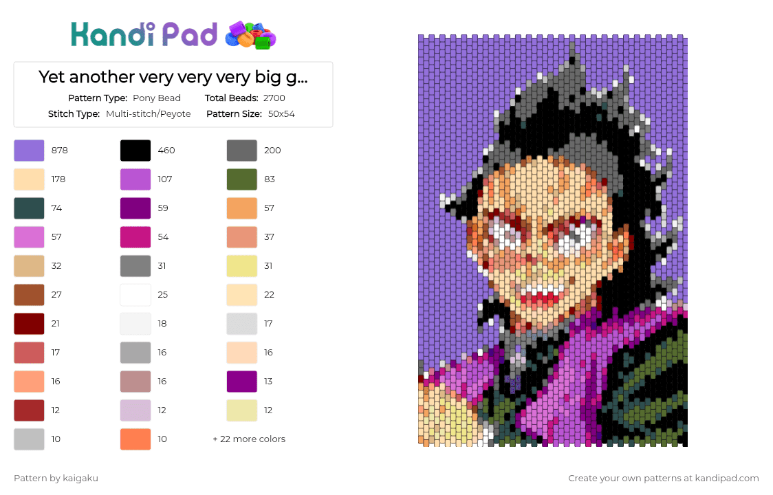Yet another very very very big genya panel and I will make this bc I don\'t have a life - Pony Bead Pattern by kaigaku on Kandi Pad - anime, cotdanime, demon slayer, genya, kny, panel