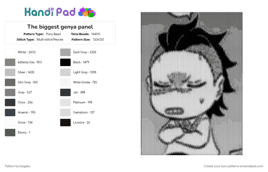 The biggest genya panel - Pony Bead Pattern by kaigaku on Kandi Pad - 